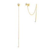 0.06ct 14k Yellow Gold Diamond Star Stud Threader Earring